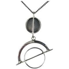 Ed Wiener Sterling Silver Modernist Linear Pendant Necklace C. 1958 12
