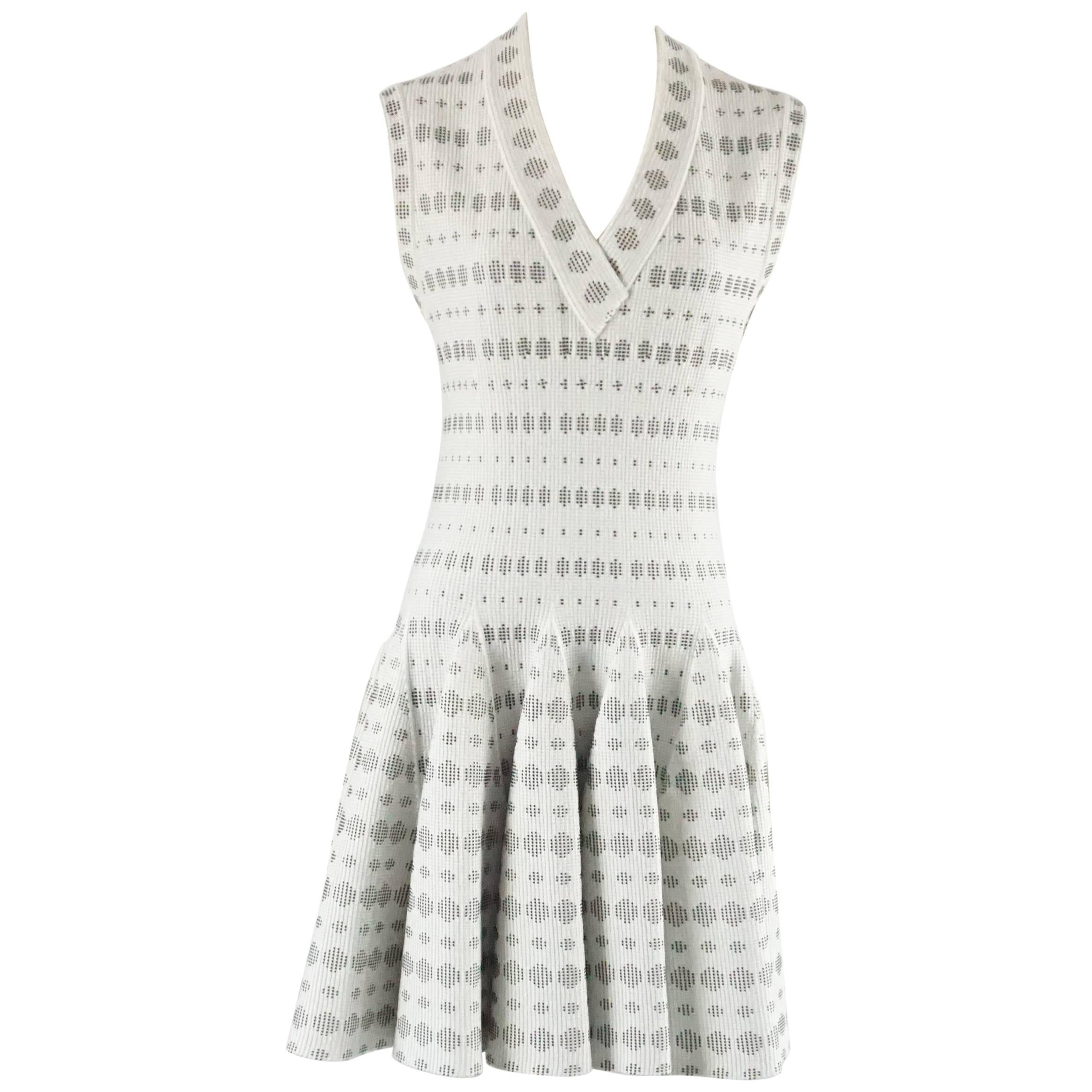 Alaia Ivory Textured Metallic Knit Dress - 42