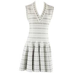 Alaia Ivory Textured Metallic Knit Dress - 42