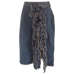 Moschino Denim Cotton Leaves Skirt