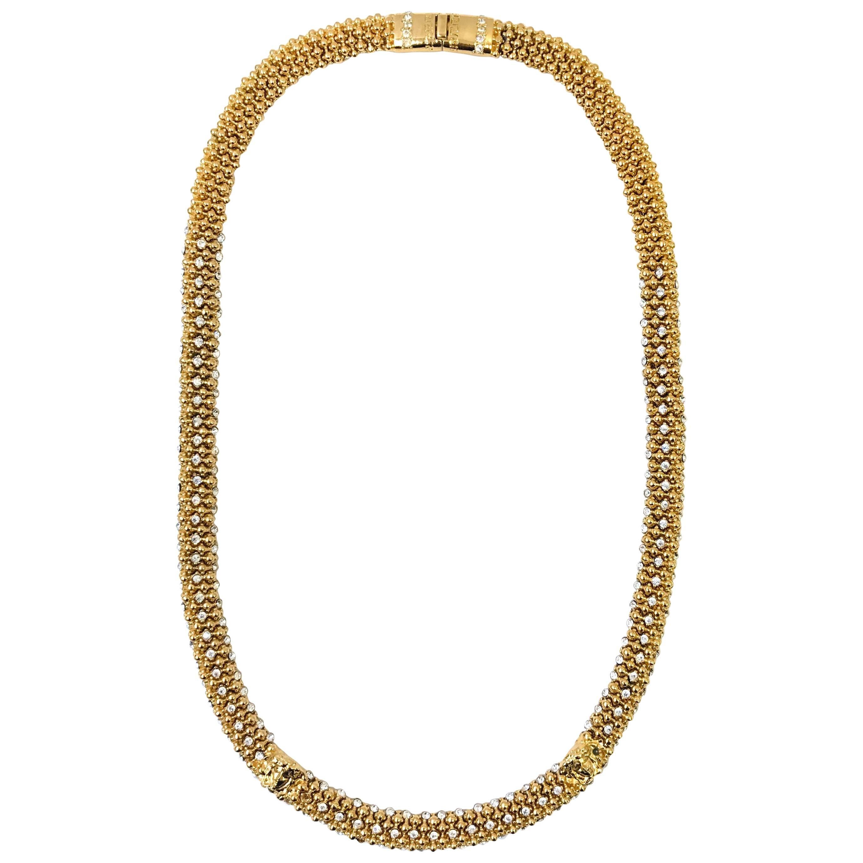 Gianni Versace 1990s gold tone matinee necklace For Sale