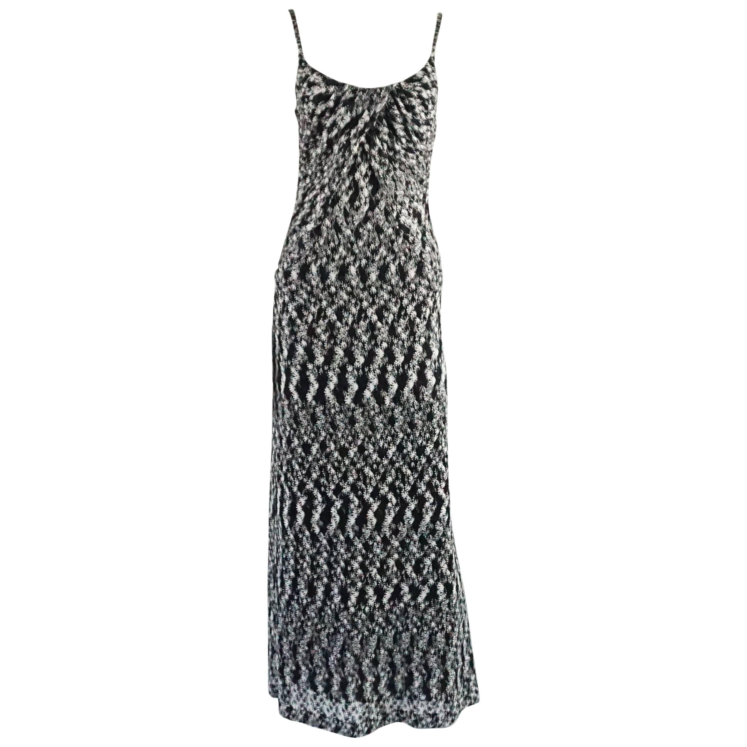 Missoni Black and White Knitted Maxi Dress with Pockets - 38