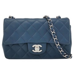 Chanel Classic Flap Rectangular Mini Navy Lambskin, 2019