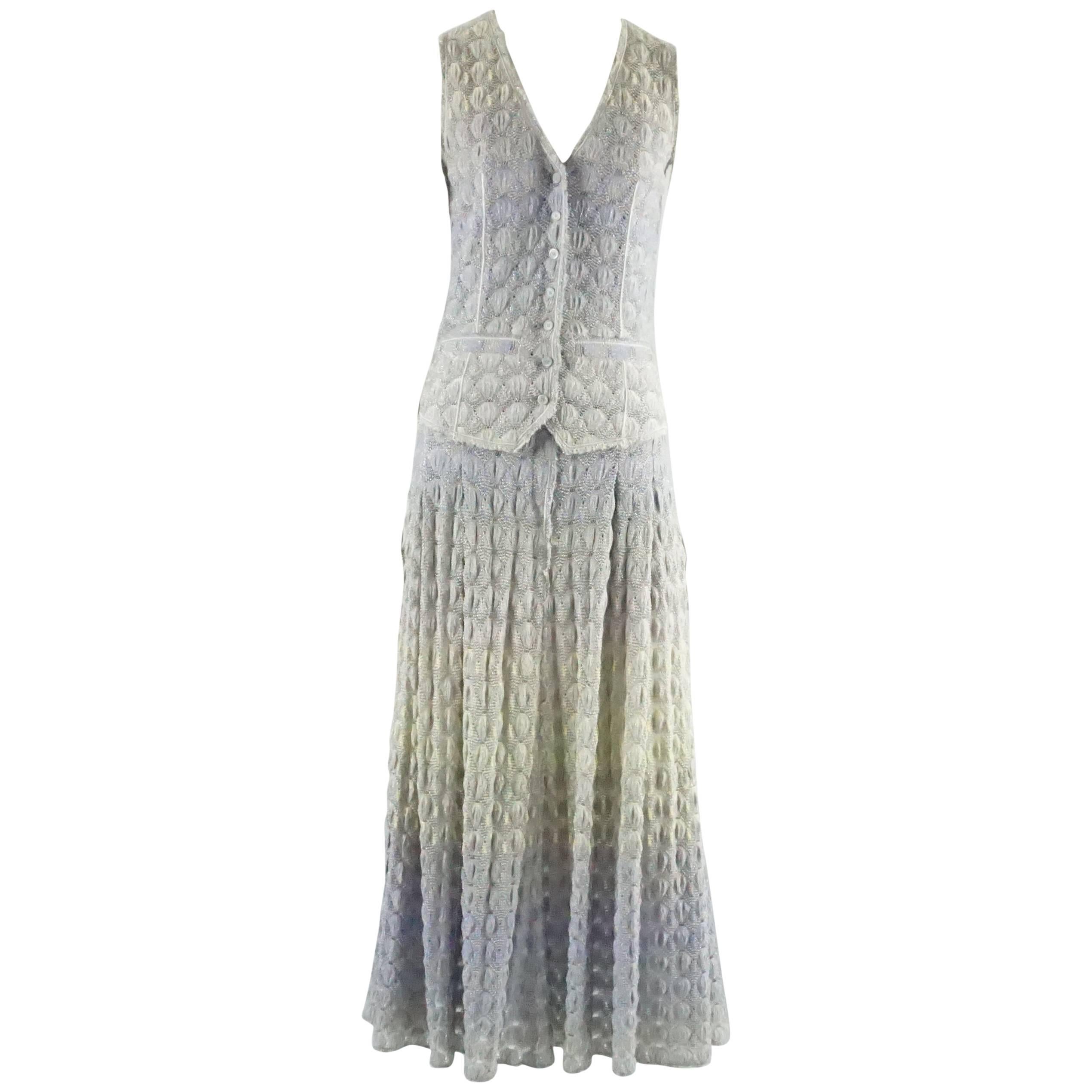 Missoni Lavender and Silver Knitted Maxi Dress with Pockets - 40