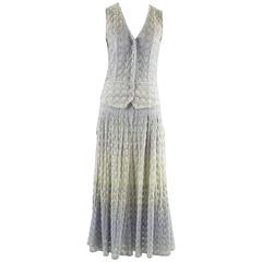 Missoni Lavender and Silver Knitted Maxi Dress with Pockets - 40