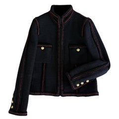 Chanel Extremely Rare CC Eagle Buttons Black Tweed Jacket 40 FR