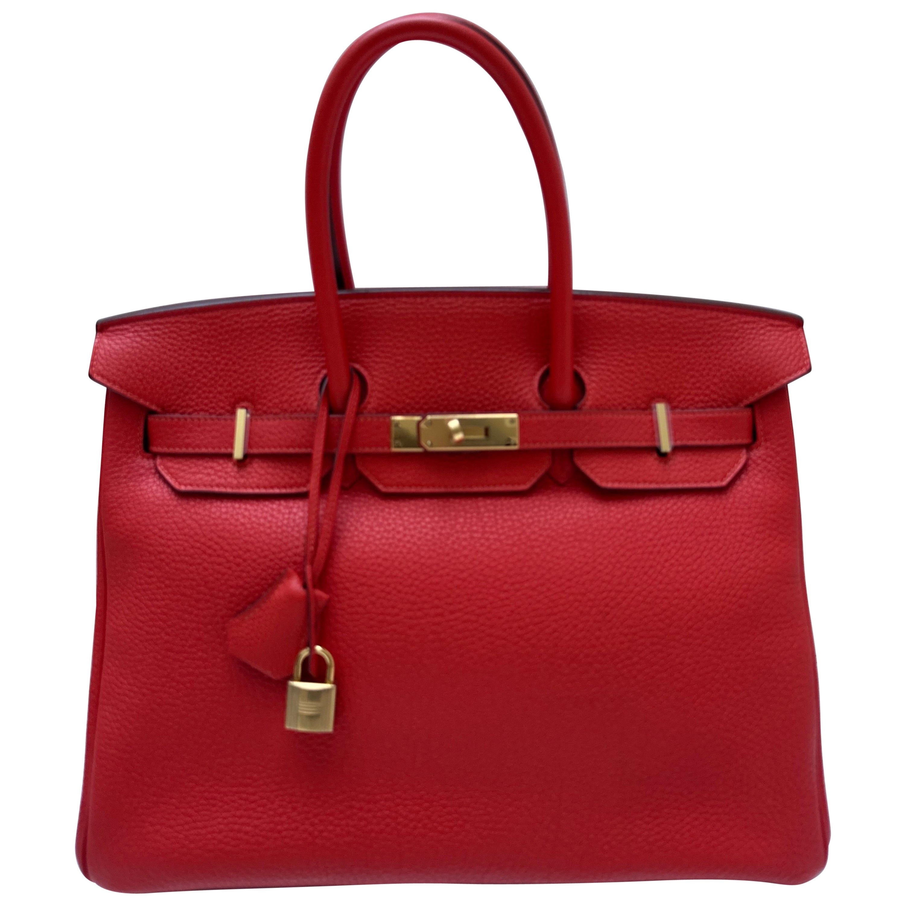 Hermes Rouge Pivoine Birkin 35 Bag