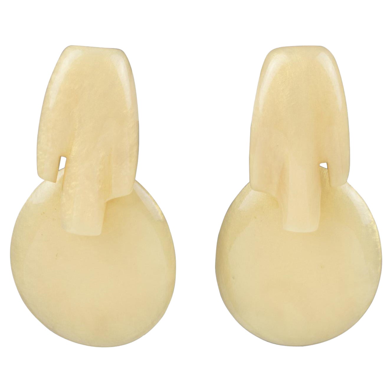 Migeon and Migeon Paris Yellow Pearlized Resin Clip Earrings For Sale