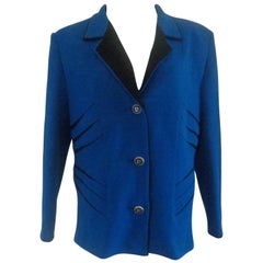 Vintage Pierre Cardin Blu and Black Wool Jacket