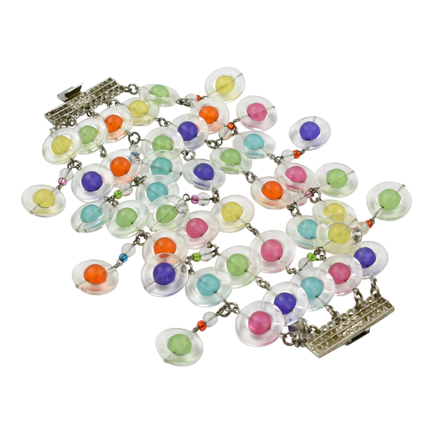 Erickson Beamon Mehrfarbiges Lucite-Gliederarmband mit Anhängern im Angebot