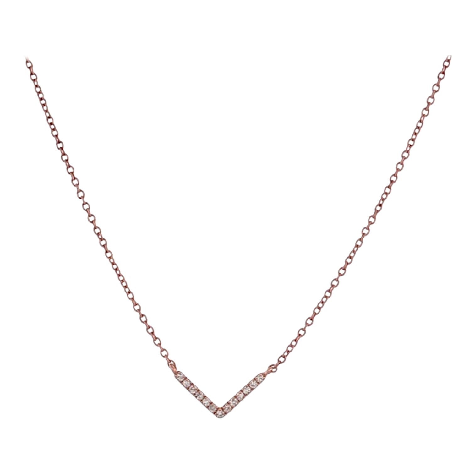 Tamsin  Collana Chevron in oro rosa 10K, diamanti 0,05 CTW, regolabile in vendita
