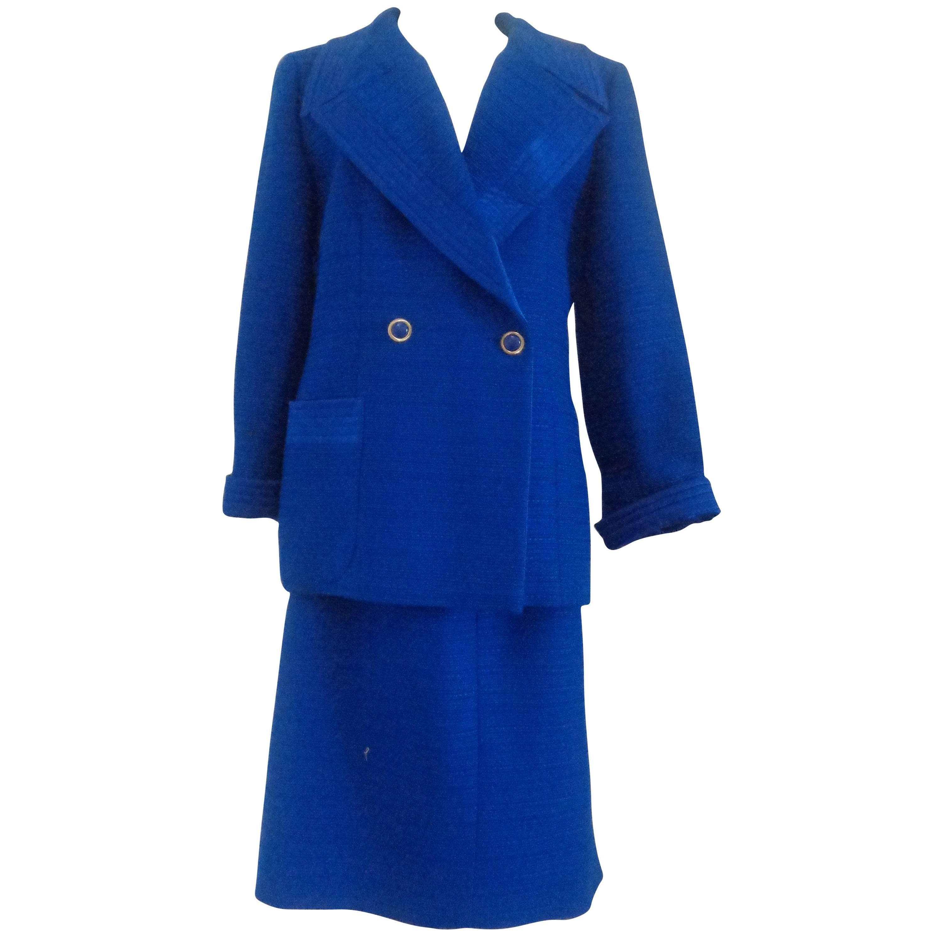 Valentino Blu Wool Skirt suit