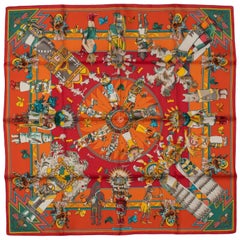 Hermès Raro Pañuelo de Seda Tribal Kachinas