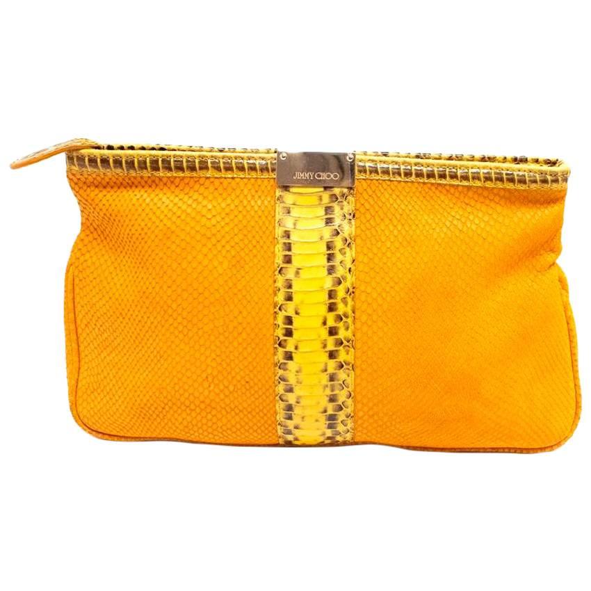 Jimmy Choo Yellow Leather and Snakeskin Clutch