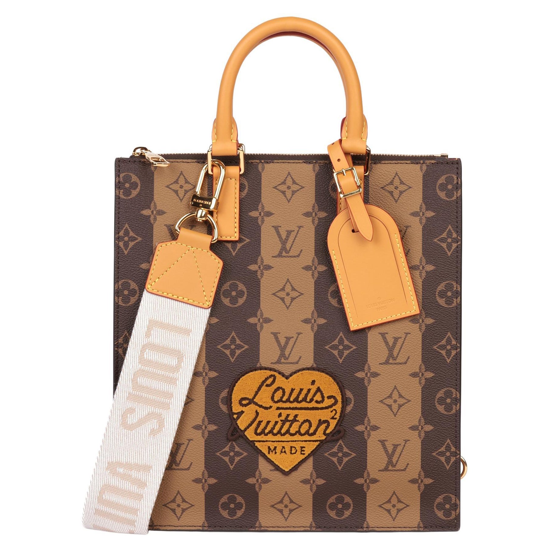 LOUIS VUITTON x Nigo Brown Stripe Reverso Monogram Coated Canvas Sac Plat Cross