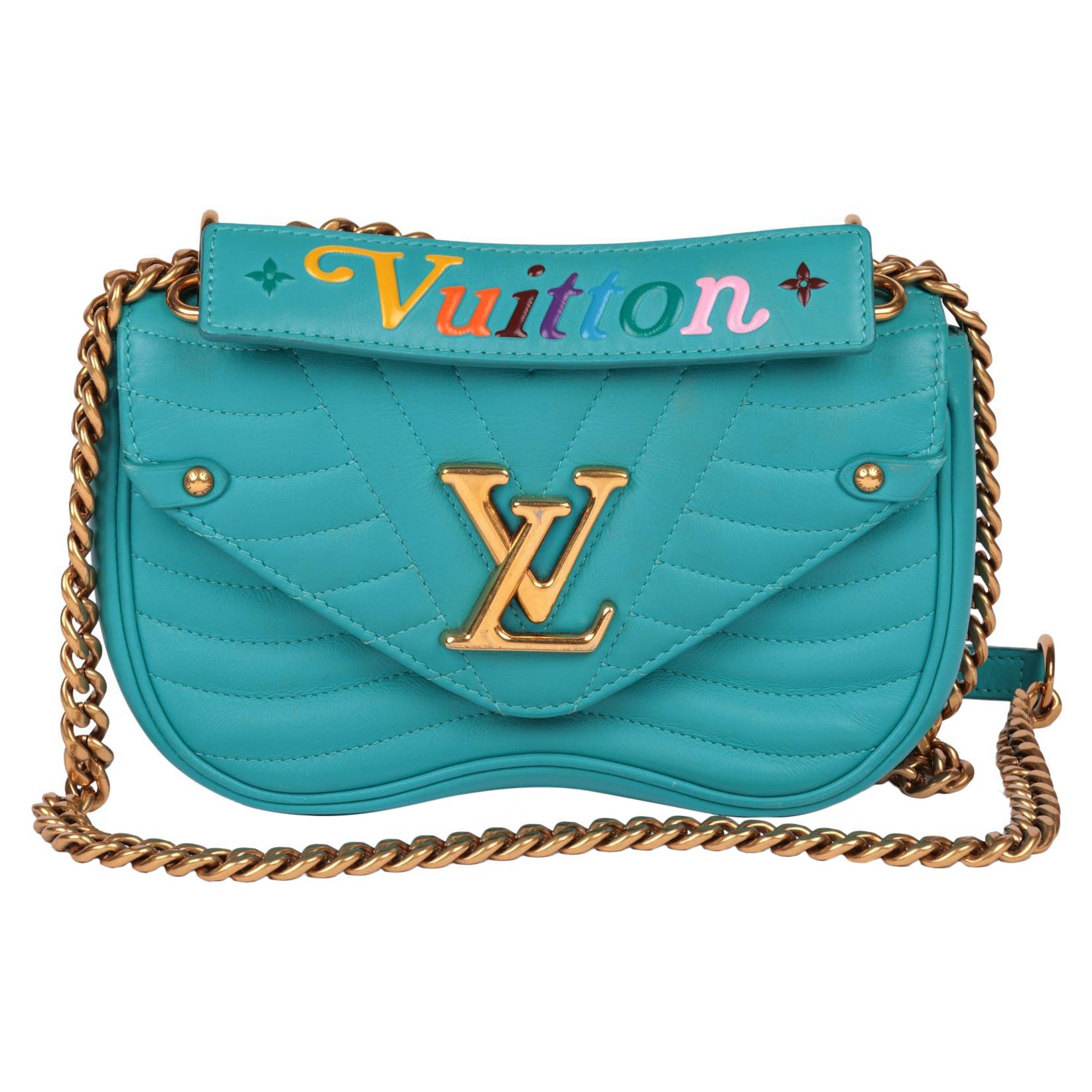 LOUIS VUITTON Malibu Green Quilted Calfskin Leather New Wave Chain PM
