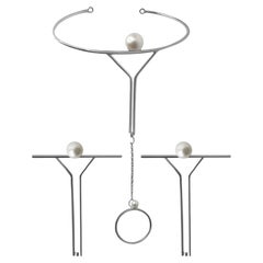 Set of 925 Silver Bracelet Chain with Pair of Silver Earrings with Natural Pearl