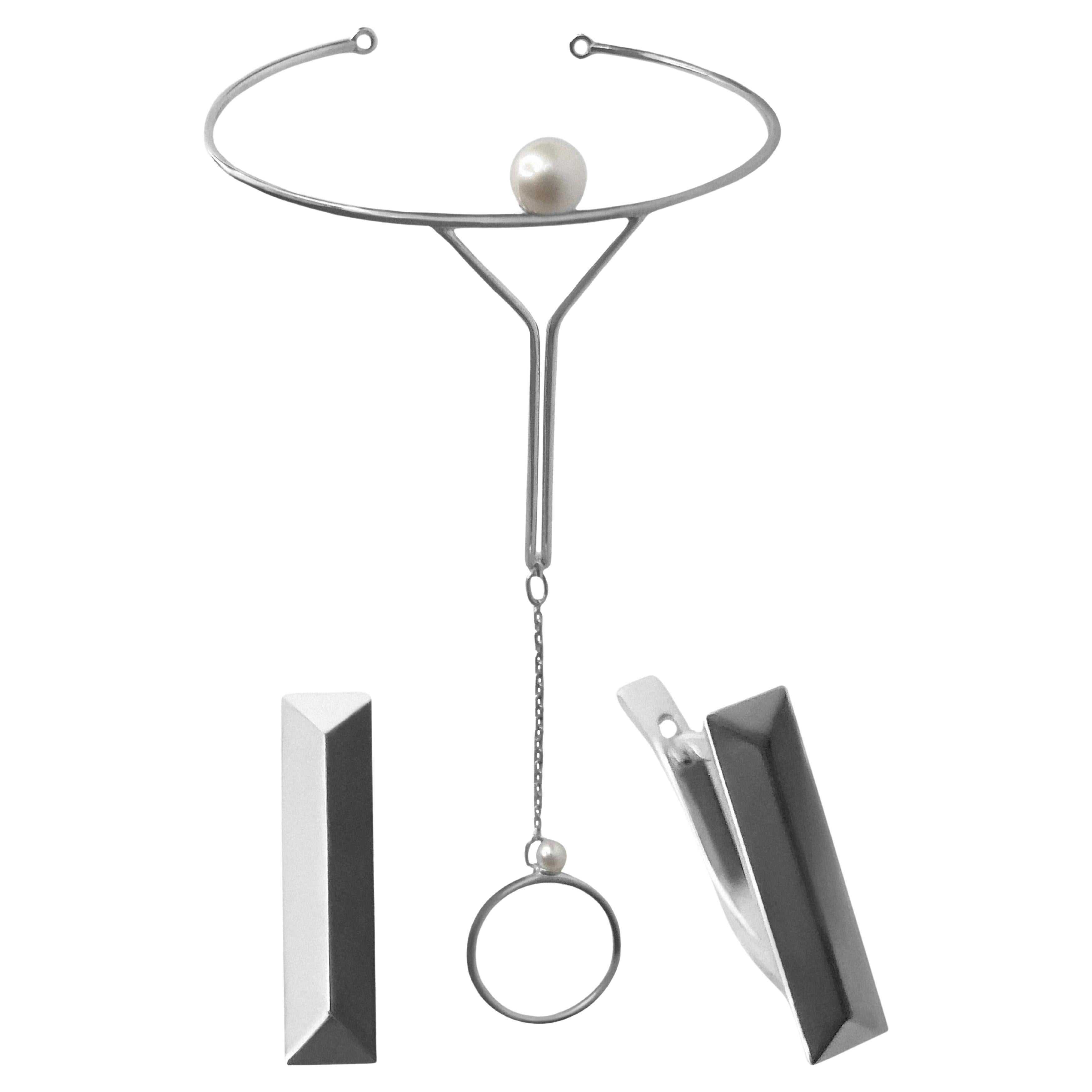 Set di bracciali a catena con coppia di orecchini in argento 925 con chiusura a leva