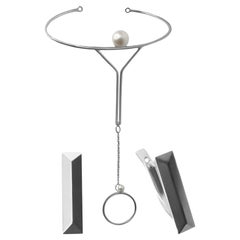 Conjunto de pulsera de cadena con par de pendientes de plata 925 con cierre de palanca