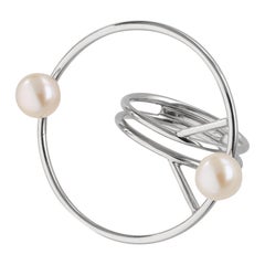 Bague queue d'aronde moderne en argent 925, perles naturelles aux lignes minimalistes