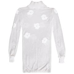 Vintage Courreges Sheer Long Sleeved Mock Turtle Neck w/Abstract Floral Design 8