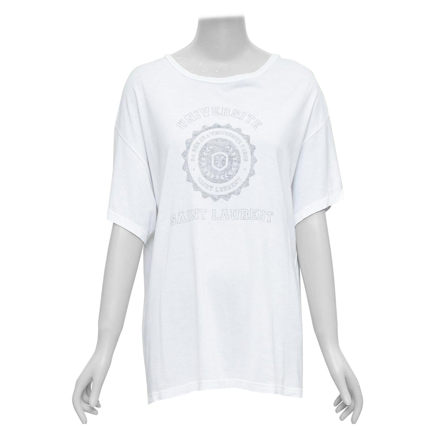 SAINT LAURENT 2016 off white university varsity logo washed oversized tshirt S