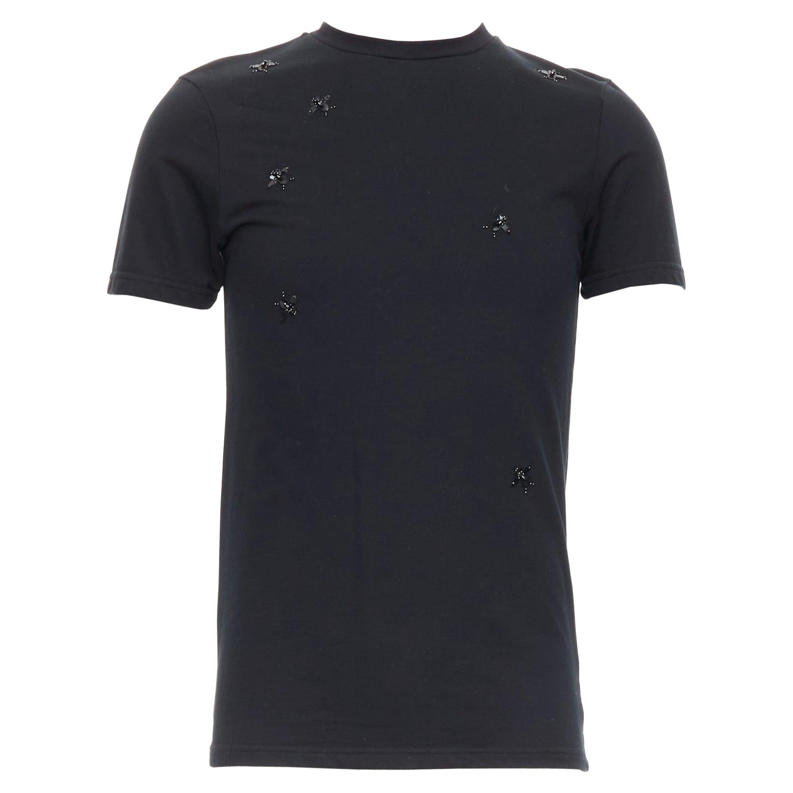 DIOR HOMME black bee sequin embellished crewneck tshirt XS