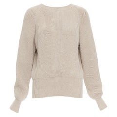 STELLA MCCARTNEY 2015 taupefarbener Pullover aus Schurwolle mit Kontur aus geripptem Strick IT38 XS