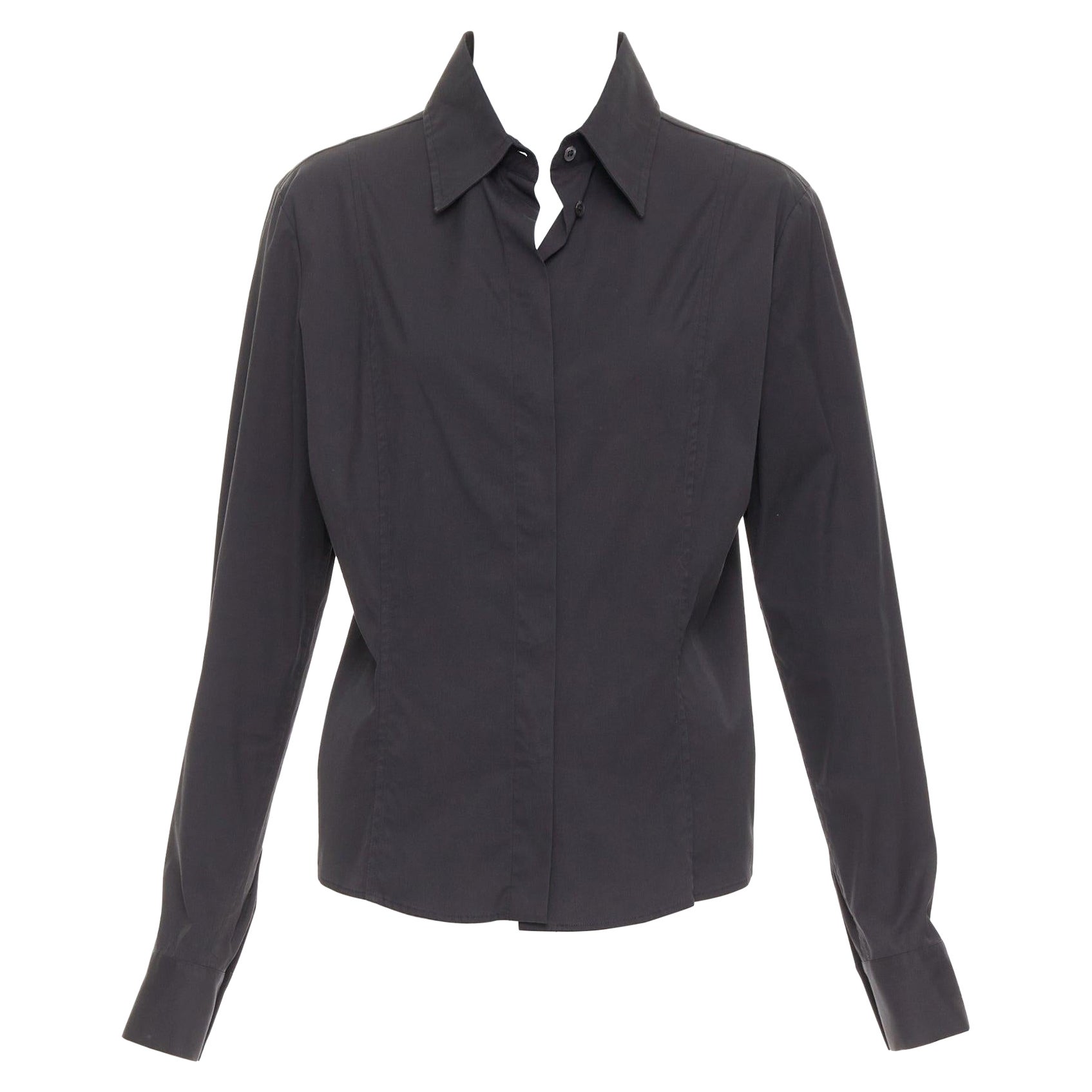 GUCCI Tom Ford 2000 camicia slim fit in misto cotone nero IT46 XL