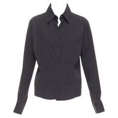 GUCCI Tom Ford 2000 black cotton blend slim fit panelled shirt IT46 XL