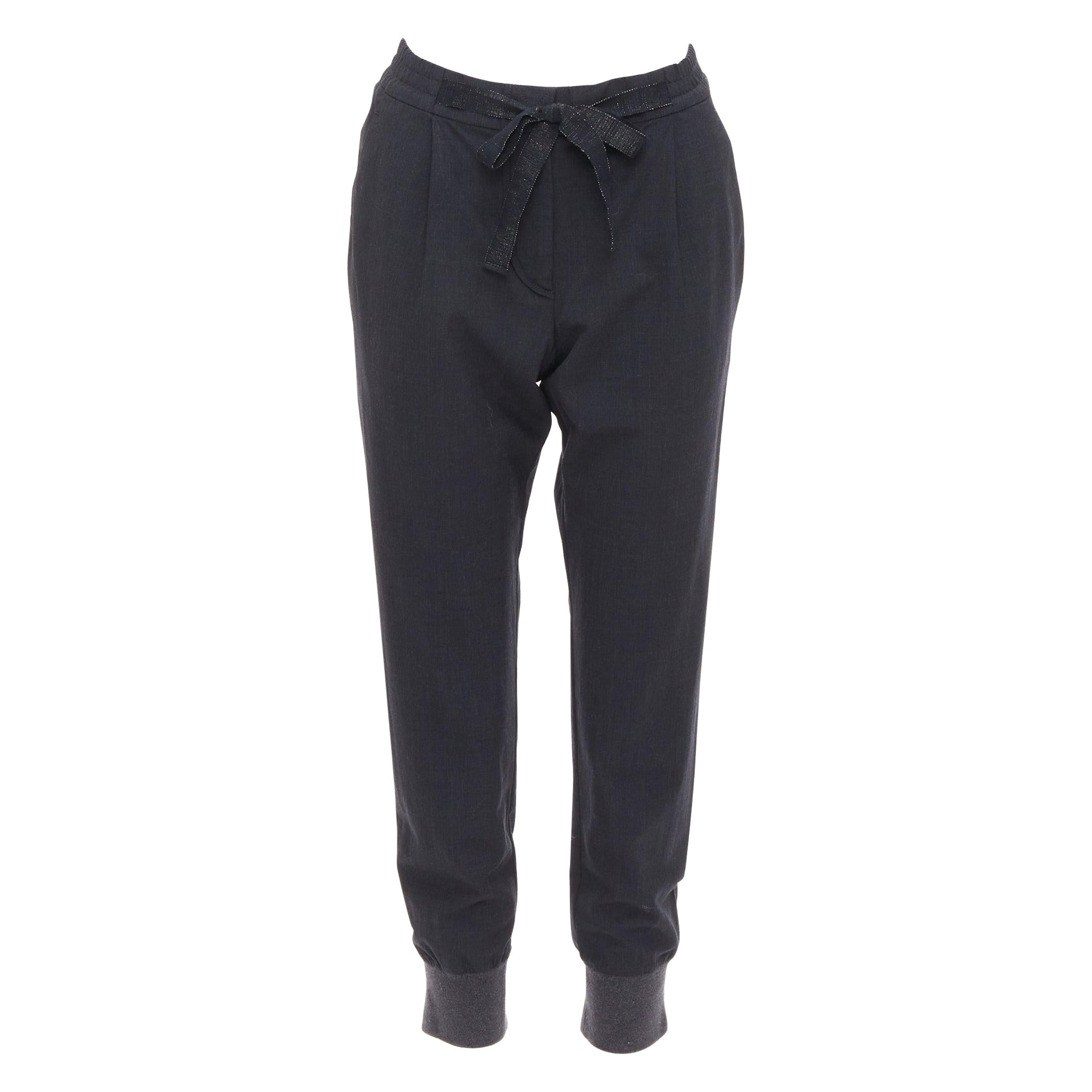 Brunello Cucinelli pantaloni jogger rilassati in misto lana vergine grigio scuro IT38 XS