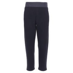 BOTTEGA VENETA Pantalón jogger azul marino de algodón con cintura en contraste IT44 XS