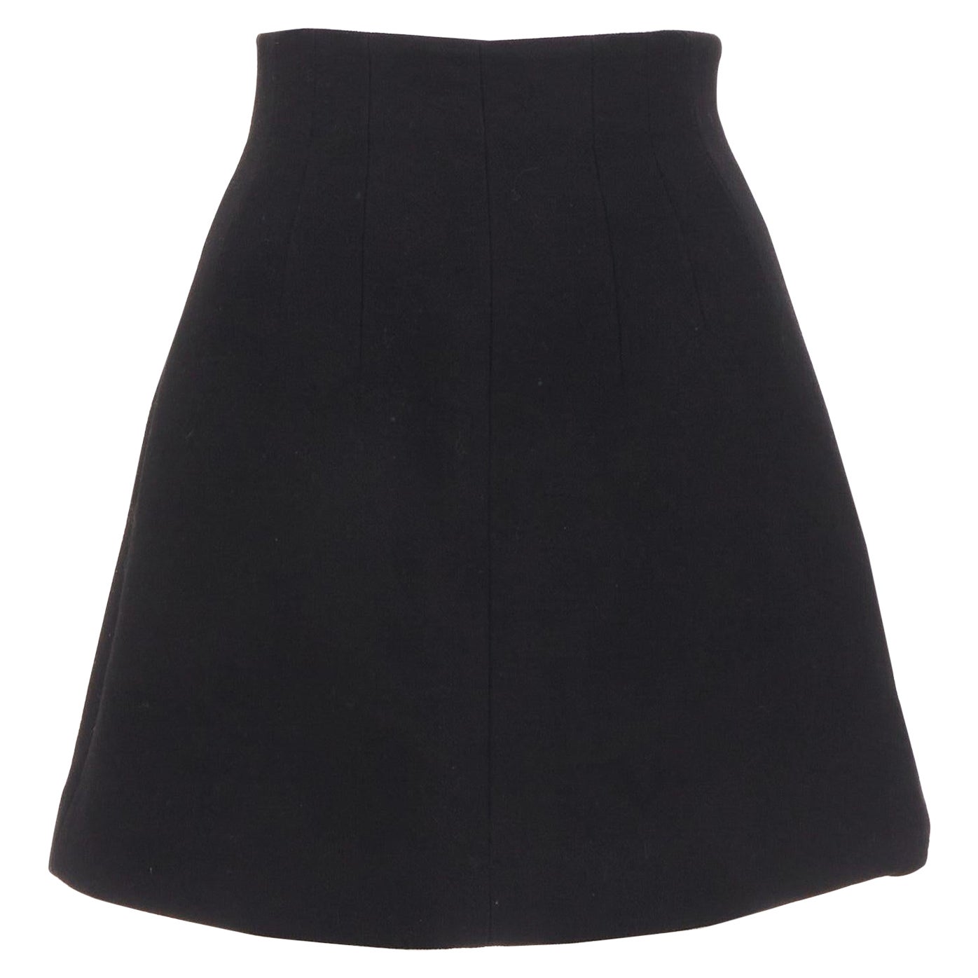 Jupe froncée à taille haute en laine vierge 100 % noire MIU 2013 IT36 XXS