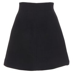MIU MIU 2013 negro 100% lana virgen falda de talle alto con pinzas IT36 XXS