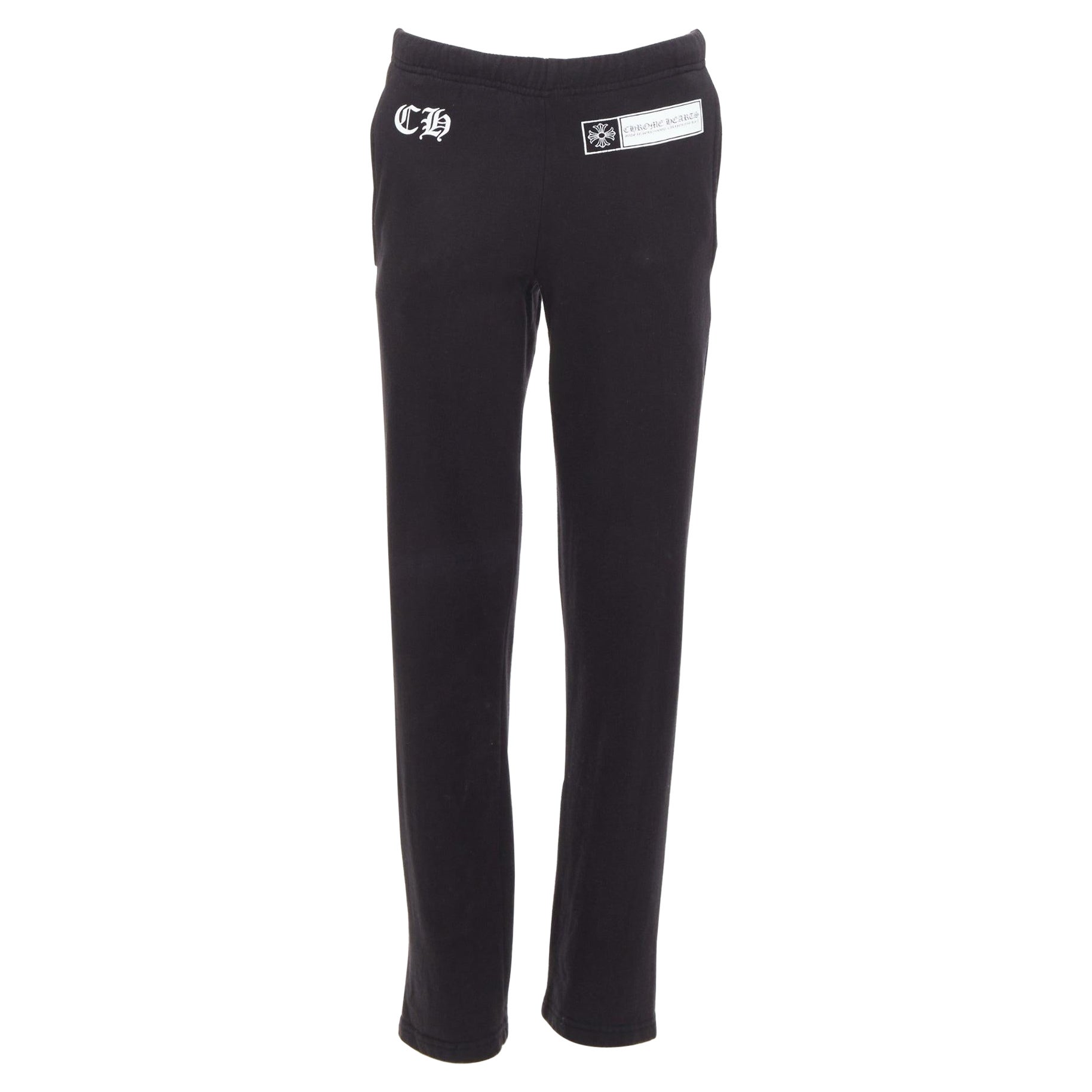 CHROME HEARTS pantalon de jogging noir en coton avec logo croisé dans le dos S