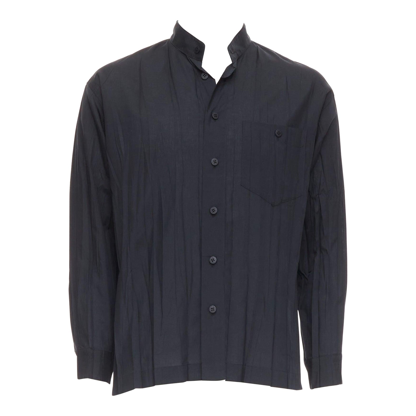 ISSEY MIYAKE HOMBRE plisado accordian plisse negro  camisa abotonada Sz1 S