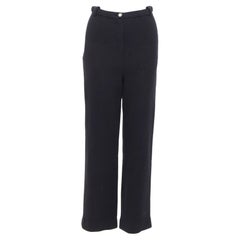 CHANEL Schwarze Hose aus Baumwollmischung mit 5 Kristallknöpfen und strukturiert FR36 S