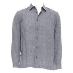 ISSEY MIYAKE Herren Graues gerafftes Polyester ramie gerafftes Hemd Top JP1 S