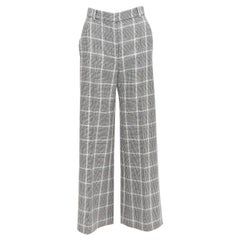STELLA MCCARTNEY grey white houndstooth checkered wide leg pants IT36 XXS