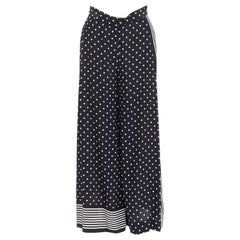 STELLA MCCARTNEY 2016 black white 100% silk polka dot striped pants IT36 XXS