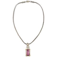 KONSTANTINO Sterling Silver Braided Chain 14k Gold Ruby Quartz Necklace