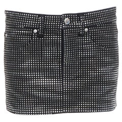 ALEXANDER WANG Hotfix Schwarzer Minirock aus Baumwolle mit Kristallverzierung 24"