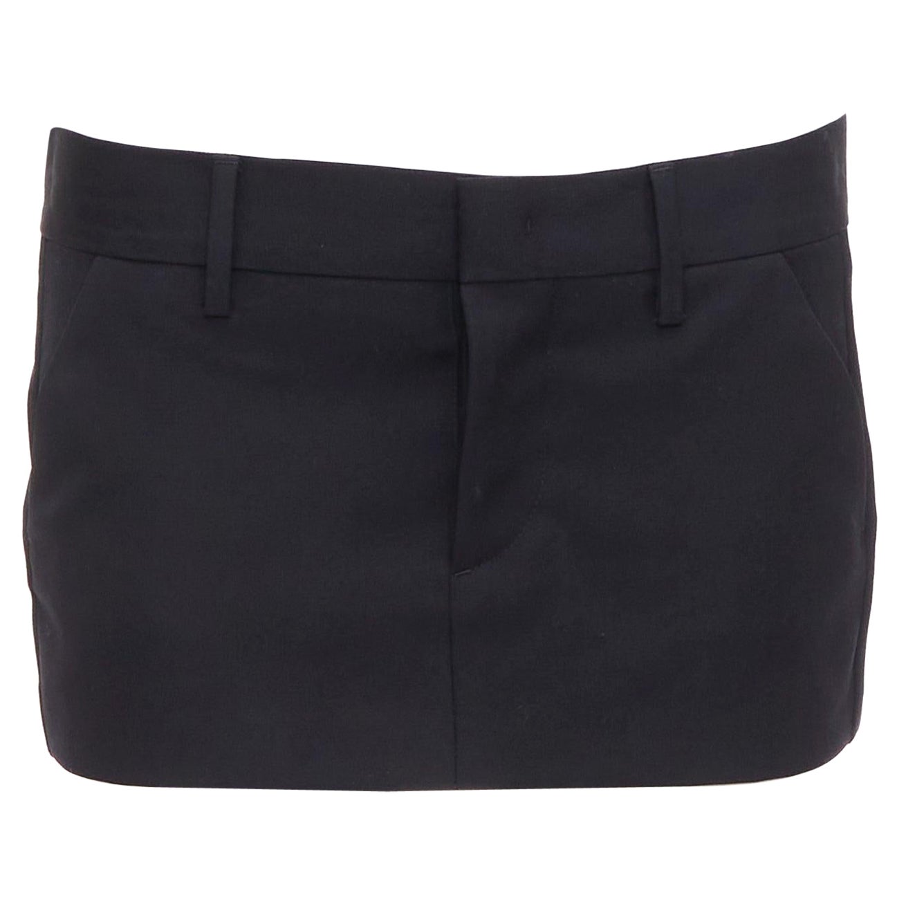 DSQUARED2 super micro-jupe noire en laine vierge avec logo IT36 XXS en vente
