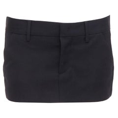 DSQUARED2 black virgin wool logo super micro mini skirt IT36 XXS