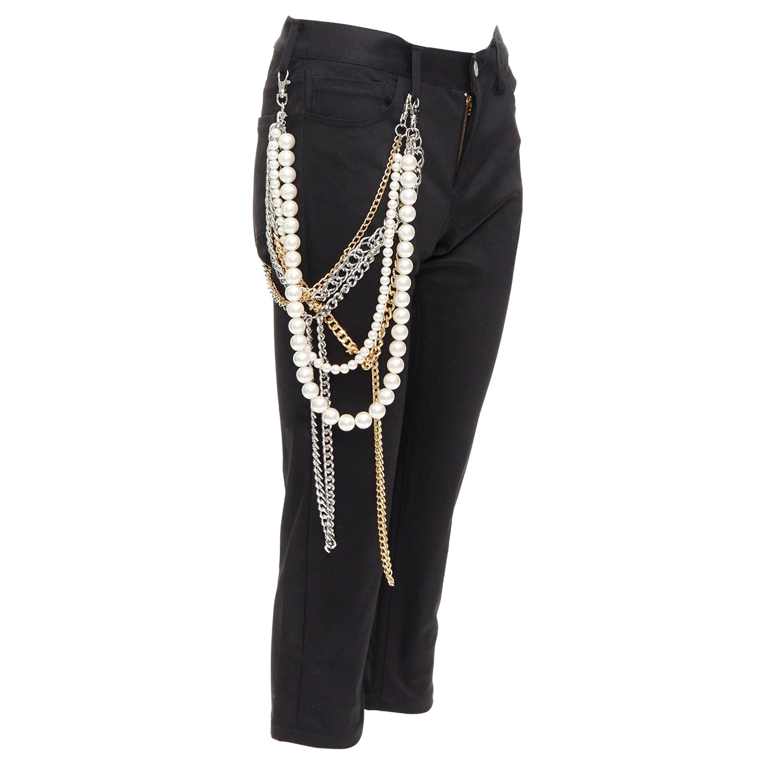 JUNYA WATANABE 2022 Punkhose in Schwarz mit mehrperlenbesetzter Kette und Cropped S im Angebot