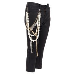 JUNYA WATANABE 2022 Punk black multi pearl chain cropped pants S
