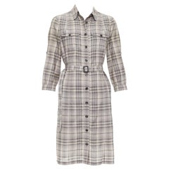 Burberry House Check beige in cotone e pelle di mucca con cintura IT38 XS