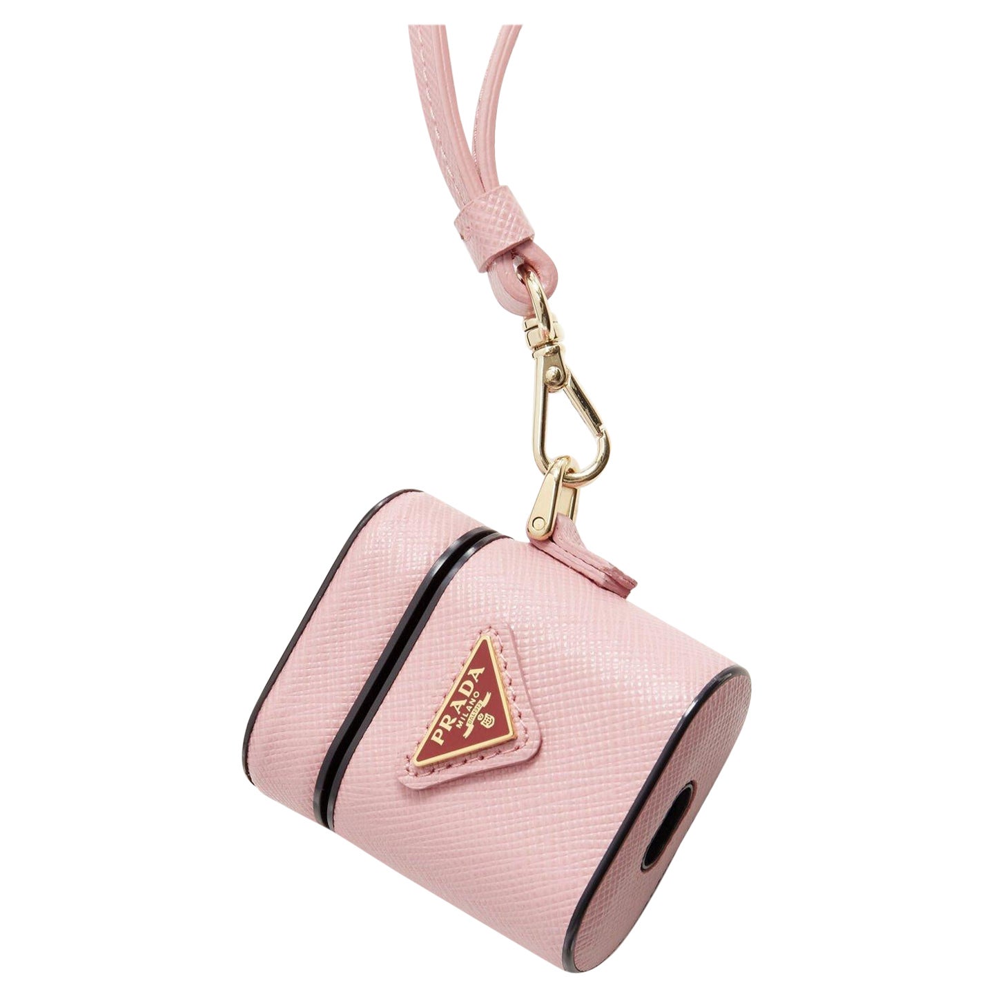 PRADA Symbole Dreieckiges Logo Saffiano Leder AirPods Layard Bag Rosa Rot
