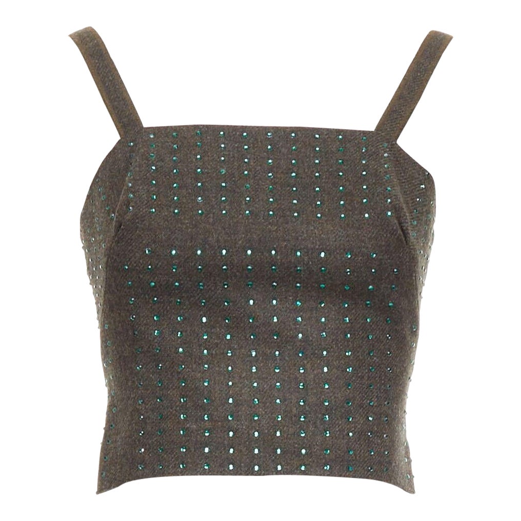 MIU MIU Vintage 1998 Runway laine polaire vert cristal bustier top IT38 XS en vente