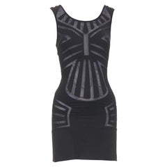 LA PERLA Dune minivestido ajustado de paneles transparentes negro con contorno corporal IT40 S